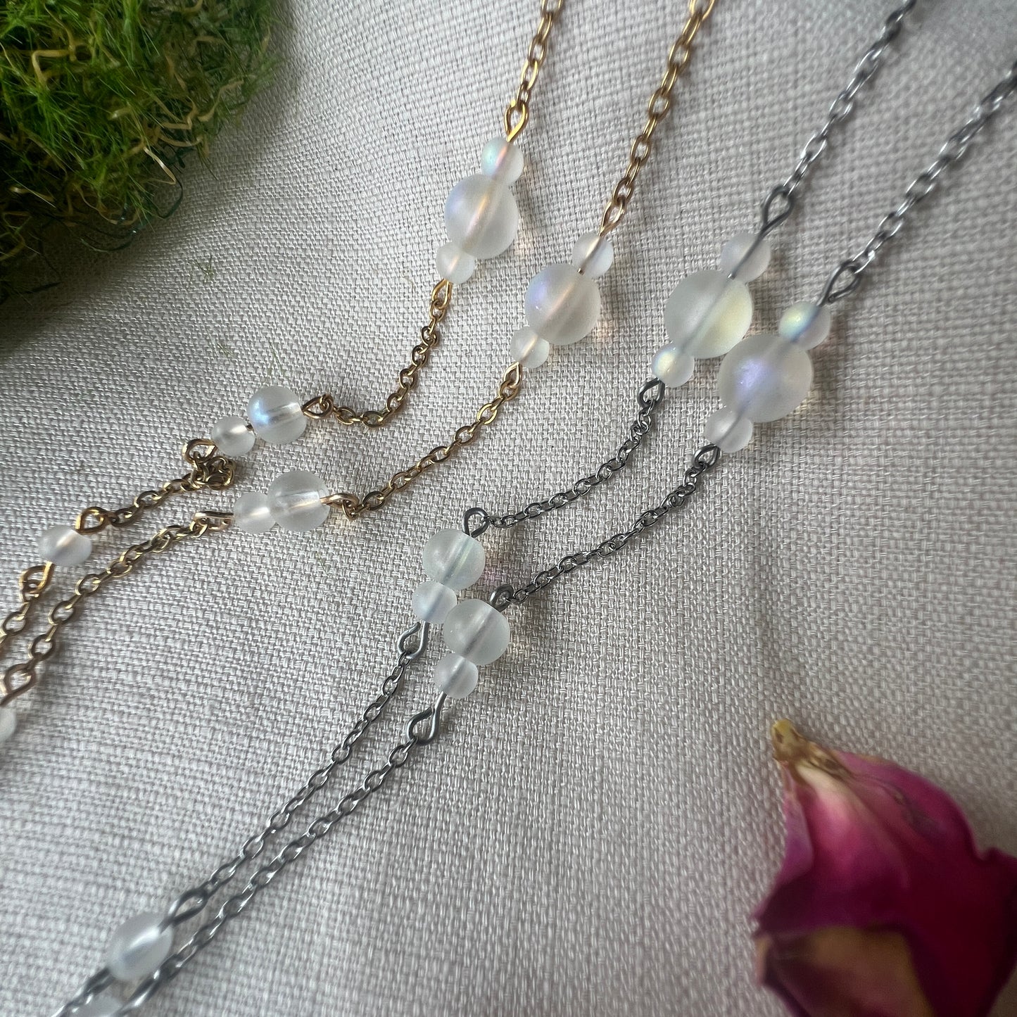 Frosted white Glass Beaded Glasses Chain