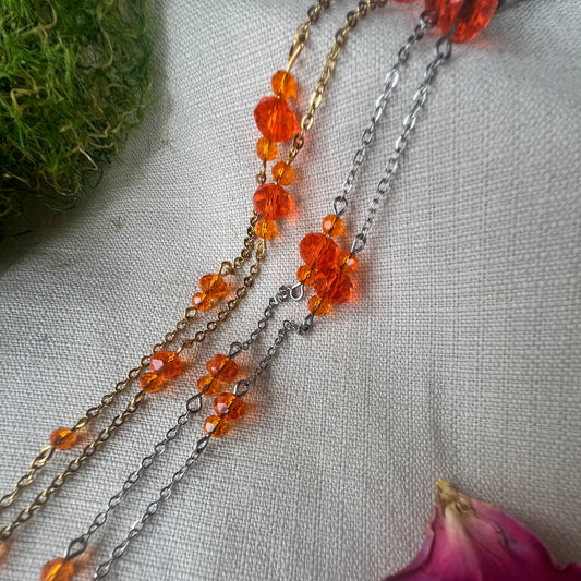 Orange Glass Beaded Glasses Chain