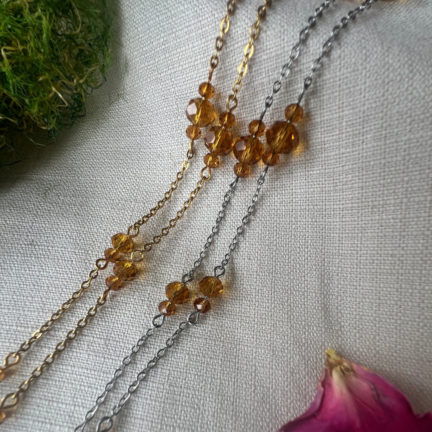 Amber Glass Beaded Glasses Chain