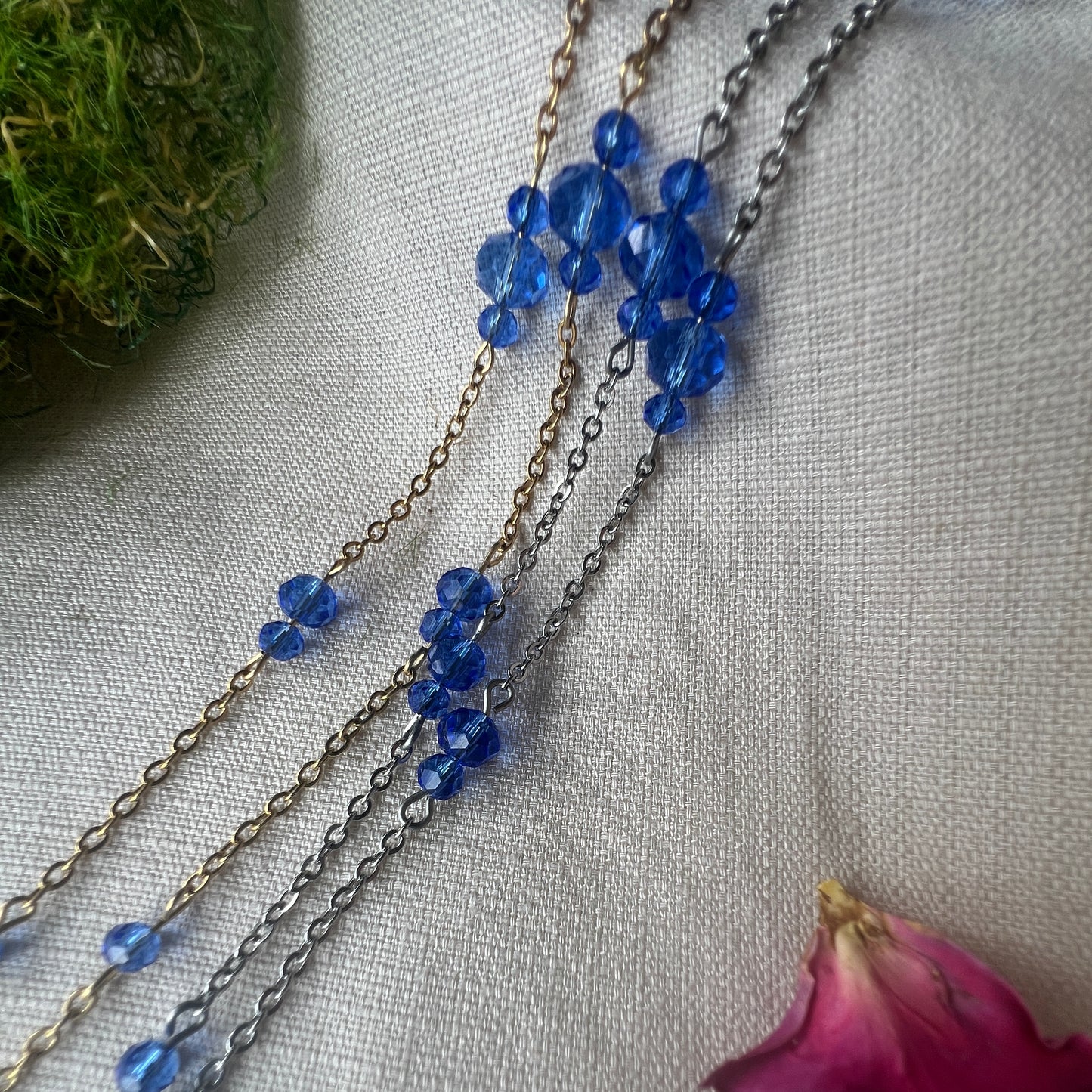 Deep Blue Glass Beaded Glasses Chain