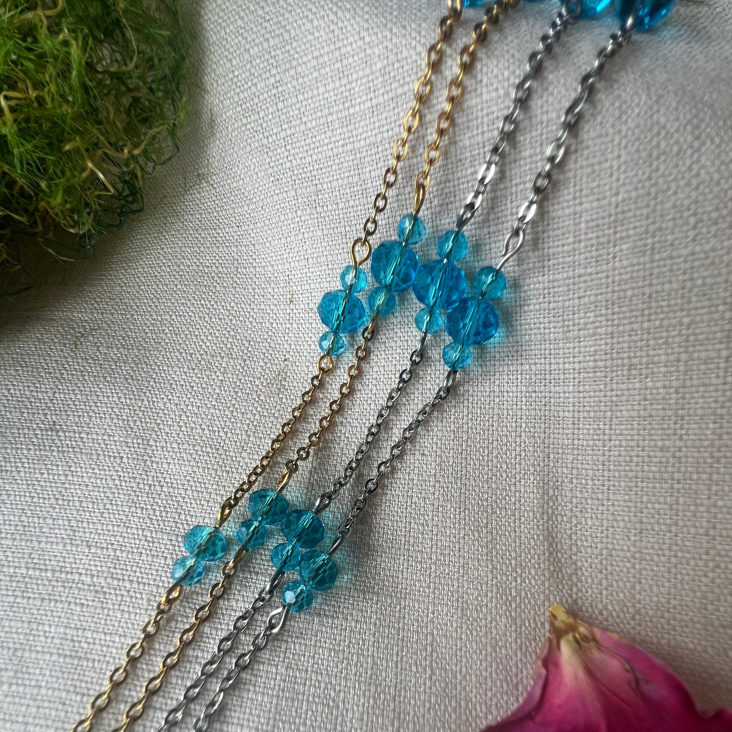 Aqua Blue Glass Beaded Glasses Chain