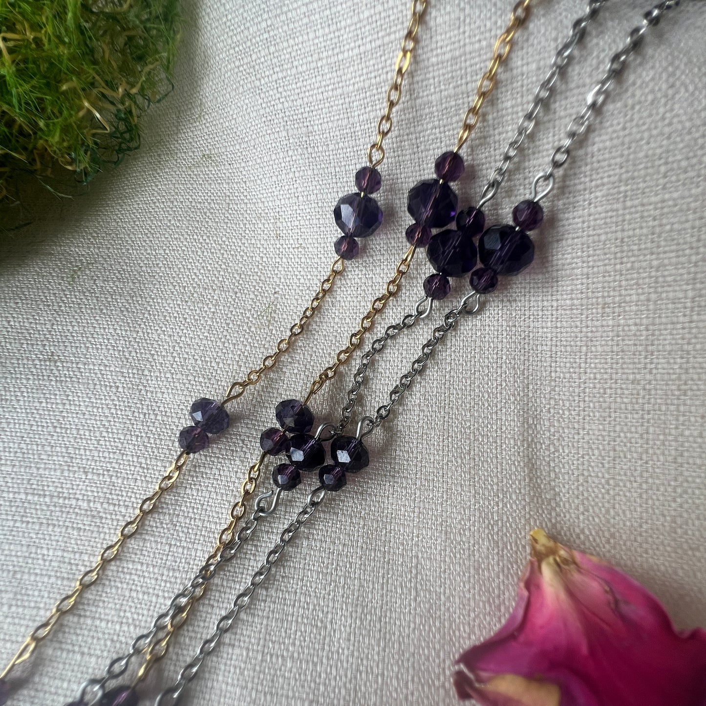 Deep Purple Glass Beaded Glasses Chain