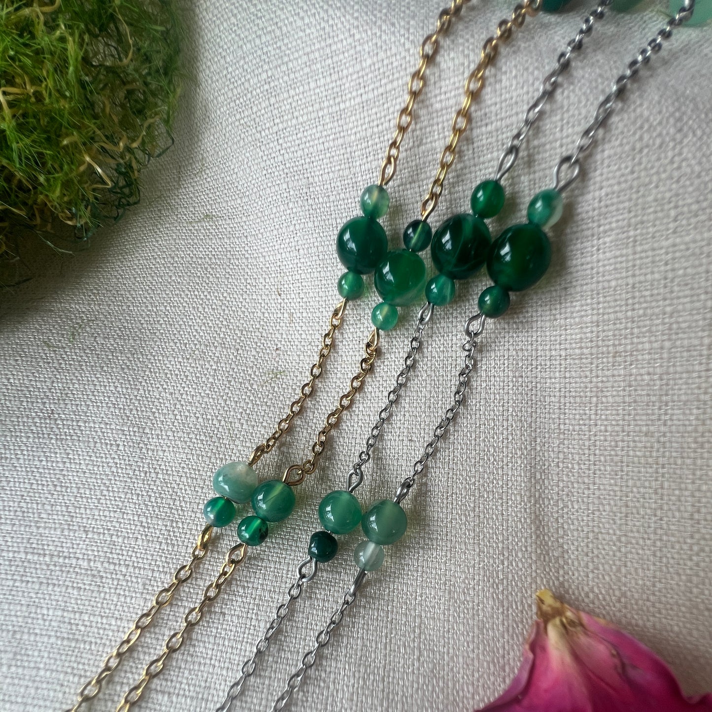 Green Agate Beaded Glasses Chain